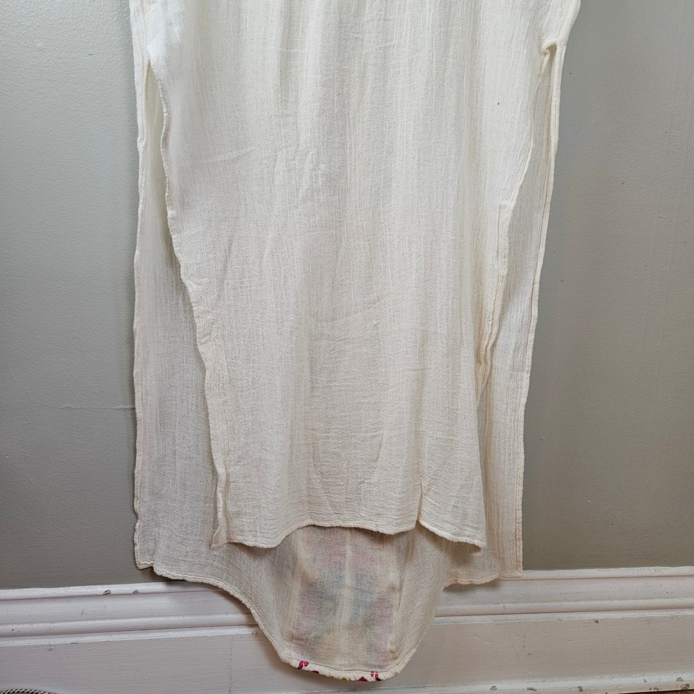 Jen's Pirate Booty Gauze Embroidered Kaftan Sz XS/S Ivory Multi Maxi Dress - Picture 11 of 12